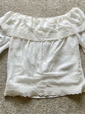Maurices White Off-Shoulder Eyelet Blouse